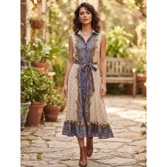 Elie Tahari Dresses & Skirts - Ellie Tahari The Sienna Printed Ruffle Bottom Dress Size 10 NWT